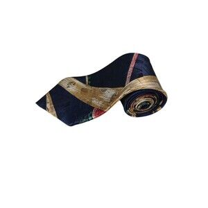 VTG Barry Manufacturing Company Geometric Necktie Tie Blue Gold USA Retro